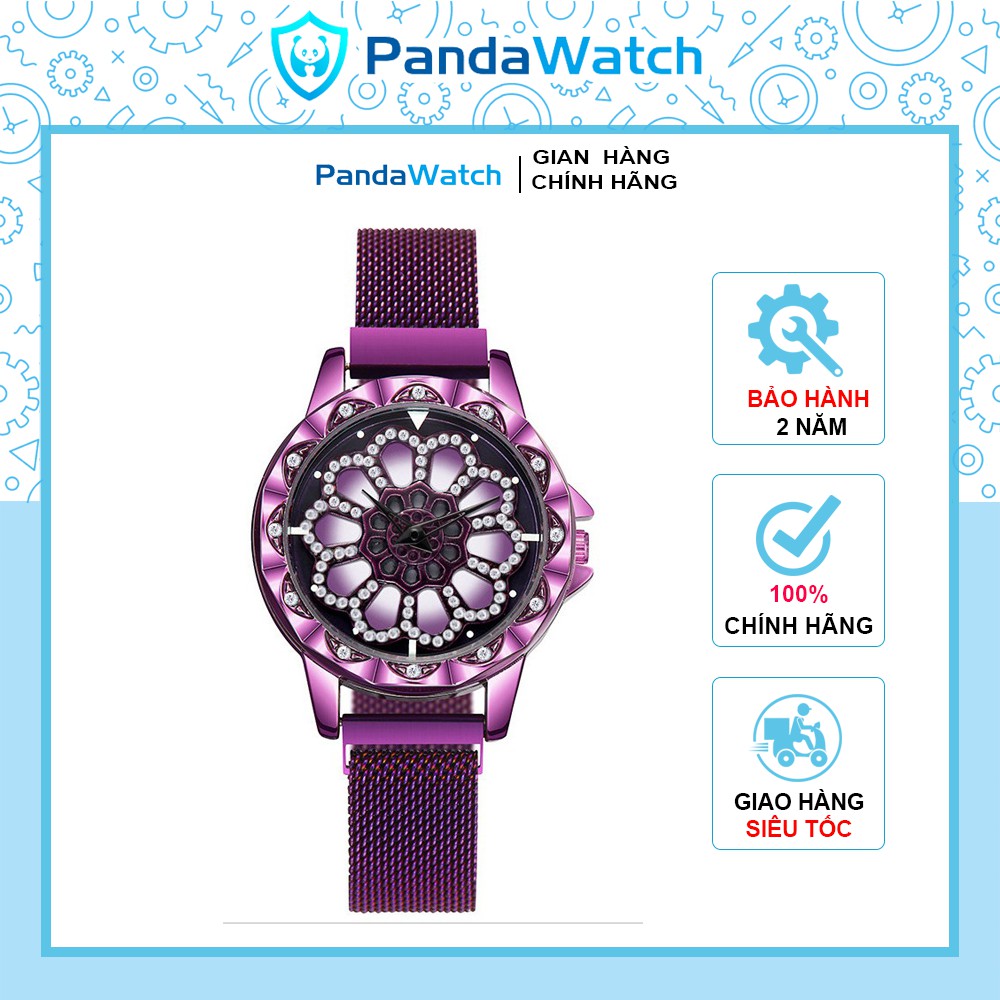 Đồng hồ nữ đẹp PANDAWATCH dây nam châm thiết kế mặt xoay khi di chuyển