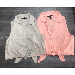 Áo Croptop F21 Linen Cột Nơ - 3229 (Hàng loại B lỗi sợi SALE 45K)