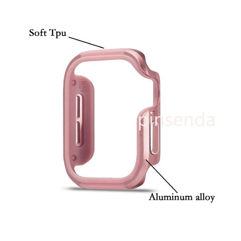 Ốp Bảo Vệ Đồng Hồ 2 Trong 1 Bằng Hợp Kim Nhôm + TPU Mềm Cho Watch Series 7/6/SE/5/4/3/2 38mm 42mm 40mm 44mm