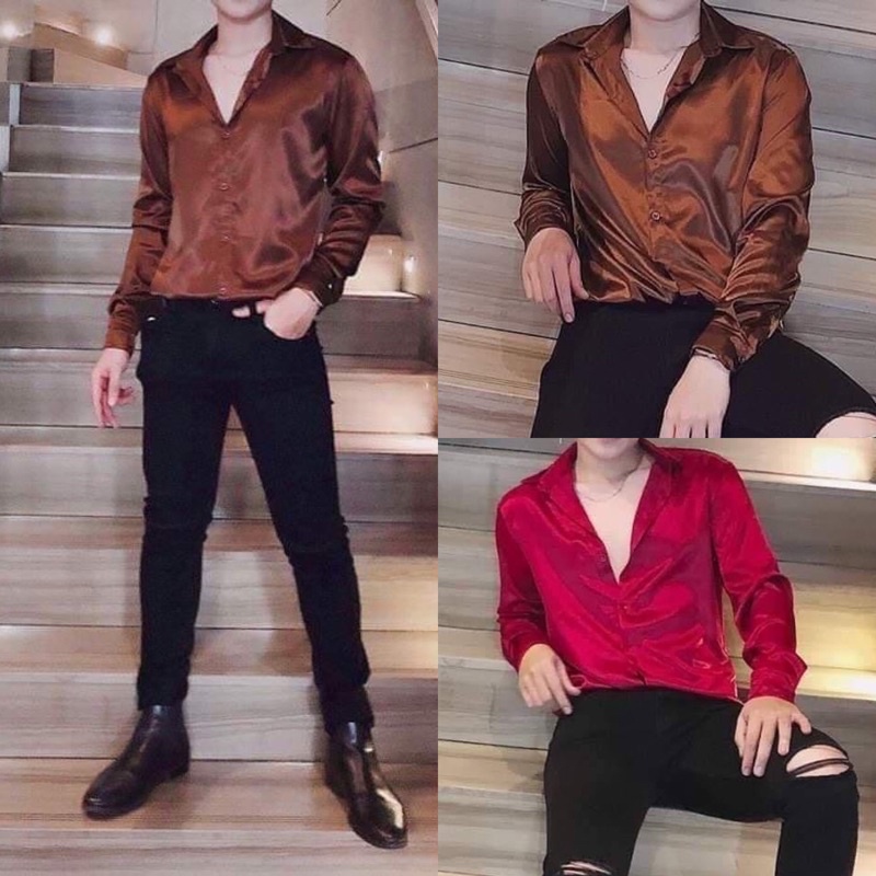 Sơ mi lụa trơn hàng thiết kế ,fom rộng