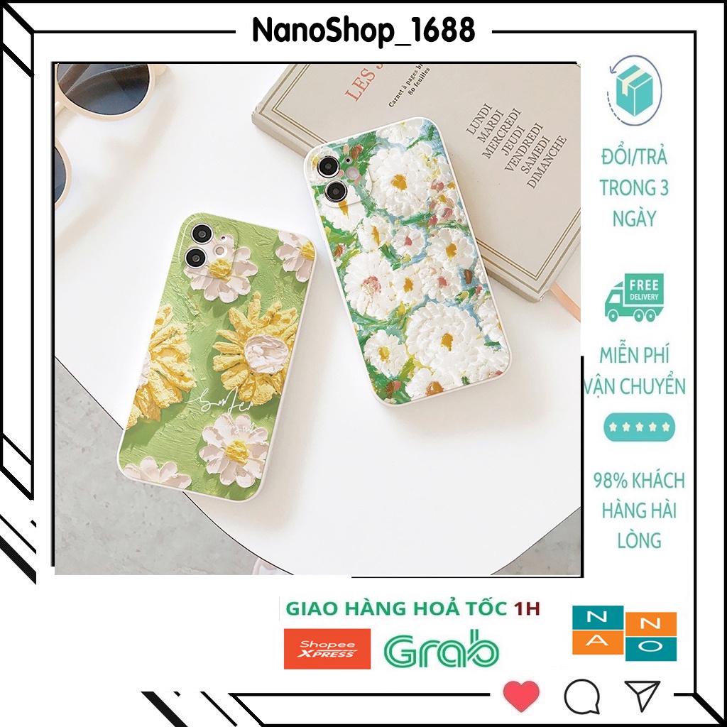 Ốp Lưng Iphone Cạnh Vuông, Bảo Vệ Camera Hình Hoa Nổi 3D ip 7Plus,8Plus,x,xs,xsmax,11,11promax,12,12promax,13,13promax