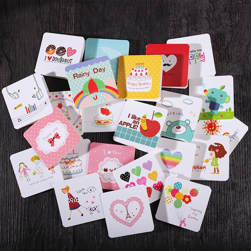 Set thiệp cảm ơn sinh nhật valentine cute nhiều mẫu khác nhau (set 5 - 10)