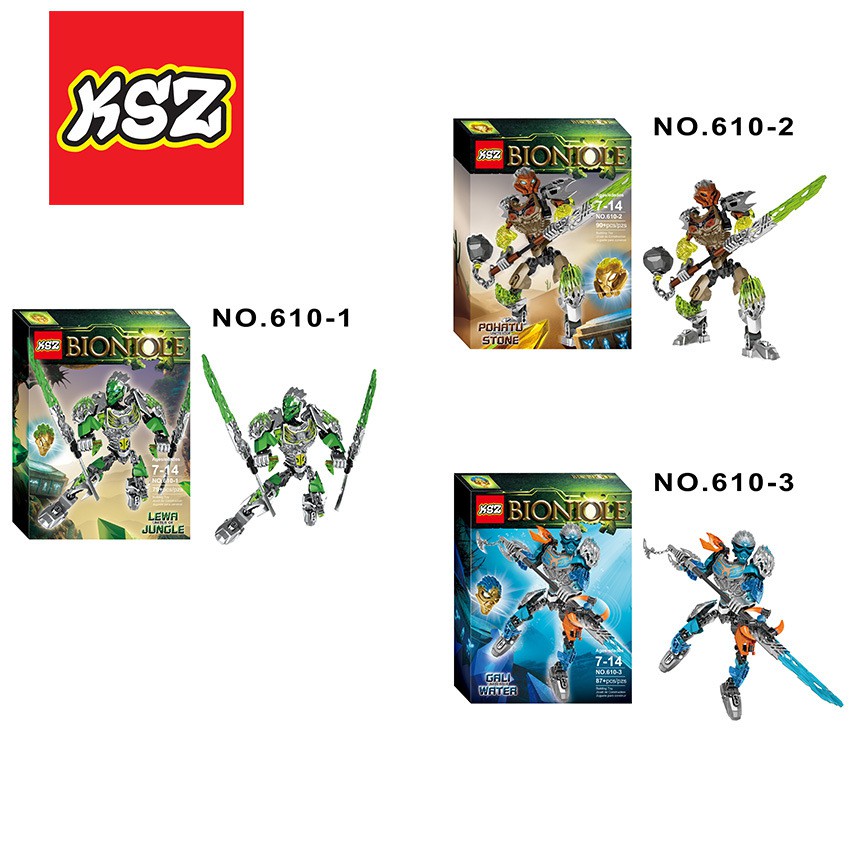 Bộ Xếp Hình Bionicle KSZ 610 - Lắp Ráp Các Chiến Binh Lewa 610-1 Pohatu 610-2 Cali 610-3