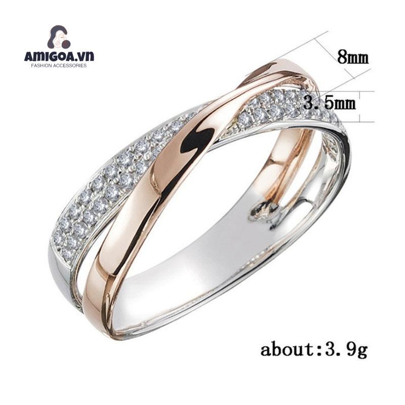 ✨✨Nhẫn hợp kim mạ bạc hình chữ X đính đá thời trang cho nữ