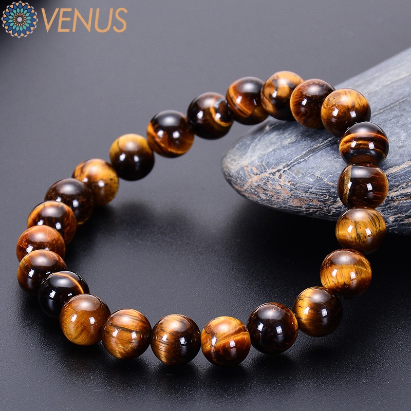 Vòng Tay Chuỗi Hạt Đá Mã Não Mắt Hổ 8mm Có Thể Điều Chỉnh Unisex / Chakra Chữa Bệnh Reiki