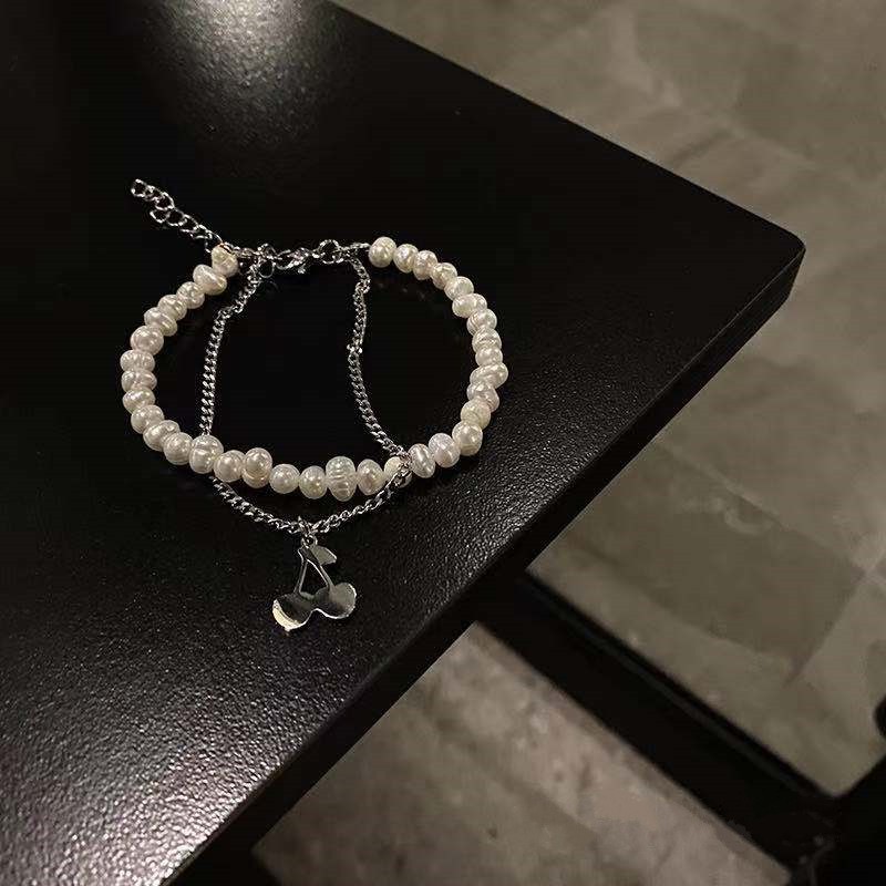 Lắc tay hạt bẹt cherry 2 dây