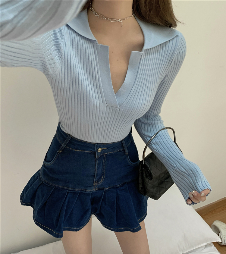 Áo kiểu ngắn tay dài cổ polo chữ V ôm dáng mẫu 2021 thời trang mùa thu mới quyến rũ dành cho nữ WD1424 | BigBuy360 - bigbuy360.vn