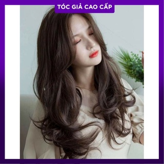 Tóc giả nữ siu da đầu dáng xoăn mái bay