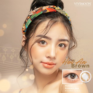 Kính áp tròng Hàn Quốc VIVIMOON Hoi An Brown 13.4 mm – Lens Mắt Cận Nâu