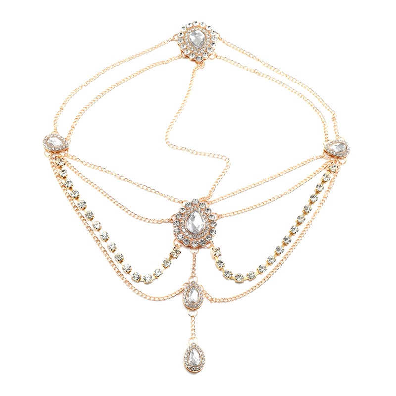 Chuỗi Dây Đeo Trán Đính Đá Pha Lê Phong Cách Ấn Độ Dành Cho Cô Dâu