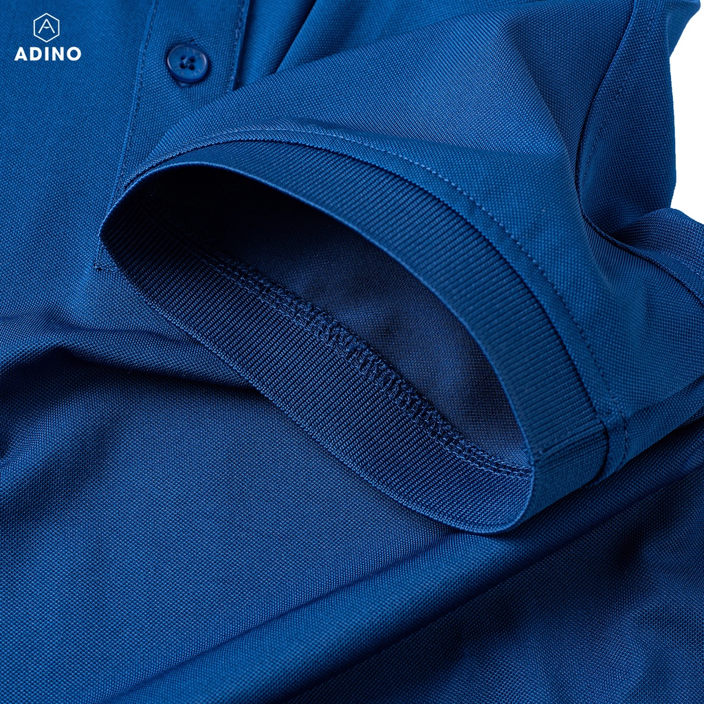 Áo polo nam màu xanh dương phối viền ADINO vải polyester cotton không bai xù dáng công sở slimfit hơi ôm trẻ trung AP96