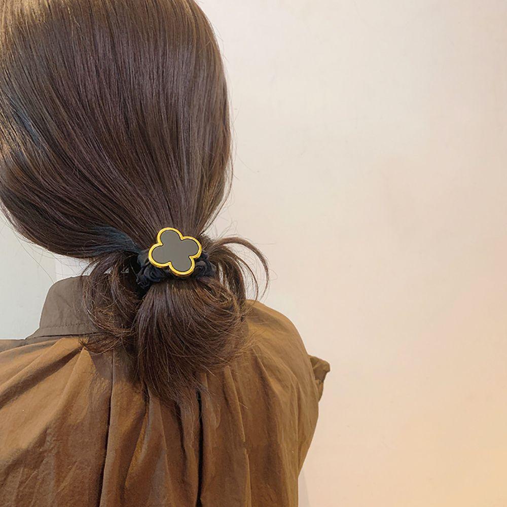 Dây Buộc Tóc Co Giãn Hình Cỏ Bốn Lá Bằng Hợp Kim Cho Nữ 2life