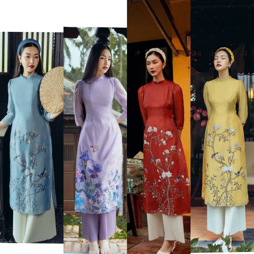 Áo dài voan 🎀FREESHIP🎀Áo dài phối hoa nổi bật ao dai cach tan | BigBuy360 - bigbuy360.vn