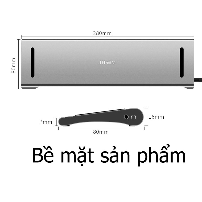 Hub USB Type-C đa chức năng HDMI/ VGA/ RJ45/ PD/ USB/ TF/ SD - UTH111160