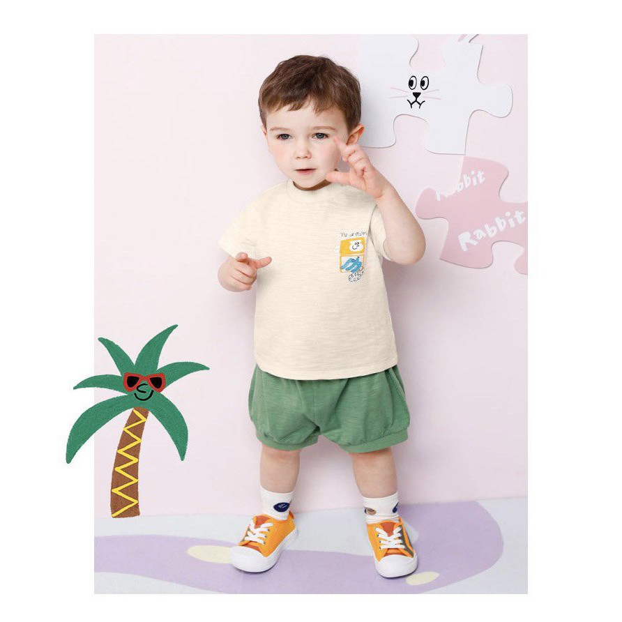 Bộ trẻ em cotton Milk Mile xuất Hàn hình chú khỉ