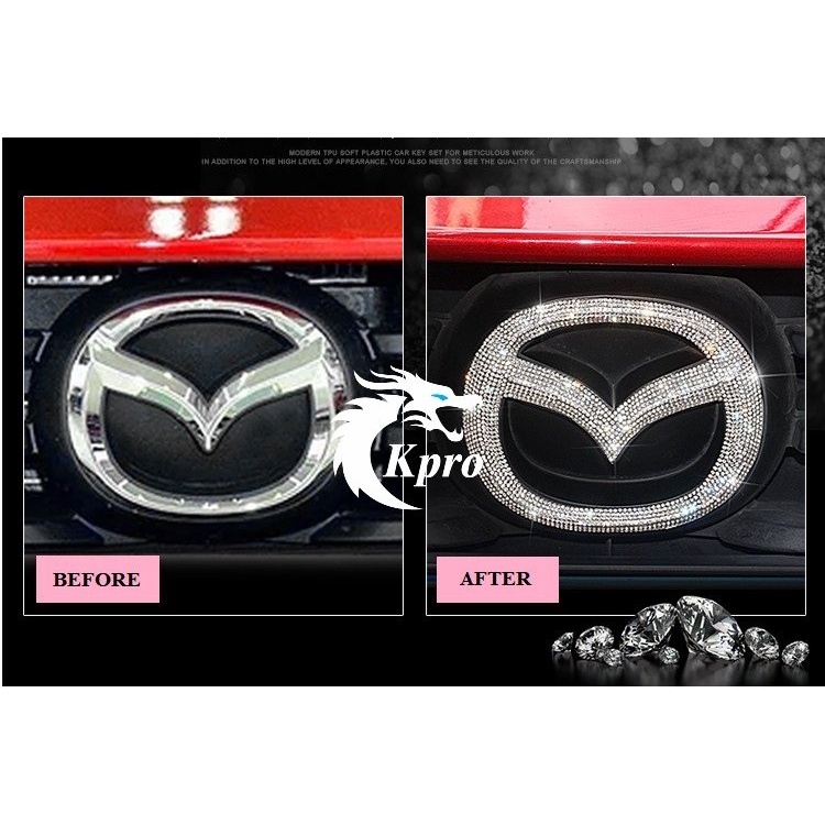 Miếng dán đính đá trang trí logo đầu xe Mazda - Hàng Kpro chất lượng cao