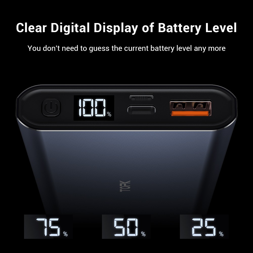 TOPK I1006P Pin Sạc Dự Phòng Cho iPhone Huawei Samsung Xiaomi Oppo Vivo Realme 10000mAh 36W Sạc Nhanh Có Màn Hình Điện Tử #6