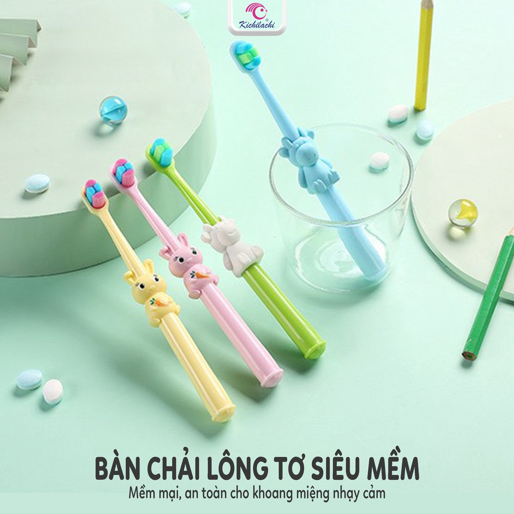 Bàn chải đánh răng sợi lông tơ mini siêu mền mịn Hình thỏ Kichilachi Kichi (Công Nghệ Nhật) - An toàn cho Bé