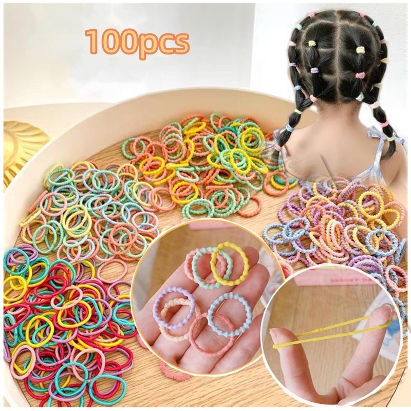 Bộ 100 Dây Thun Cột Tóc Nhiều Màu Sắc Thời Trang Dành Cho Nữ