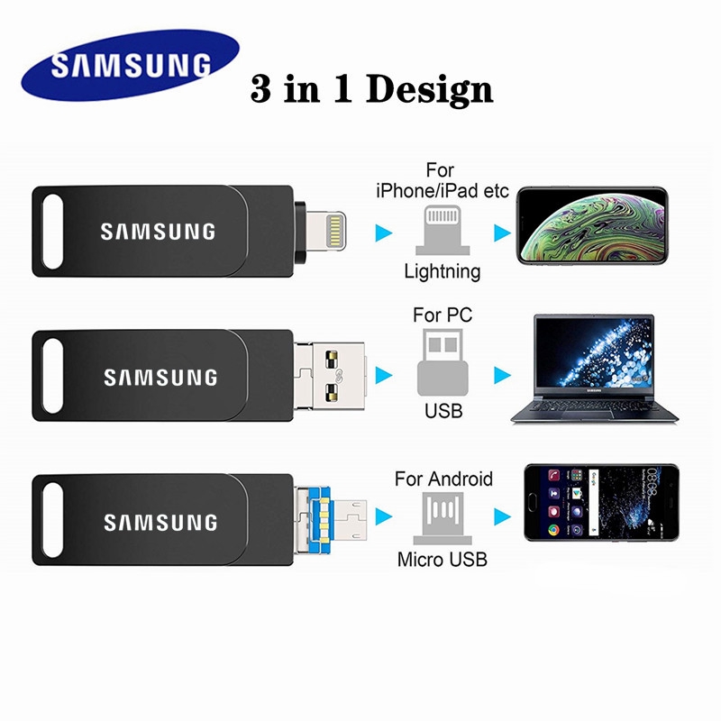 Thẻ nhớ USB Flash Samsung 3 trong 1 Iphone+Android+USB/ Type-C+Android+USB 128GB 256GB 512GB cho máy tính điện thoại