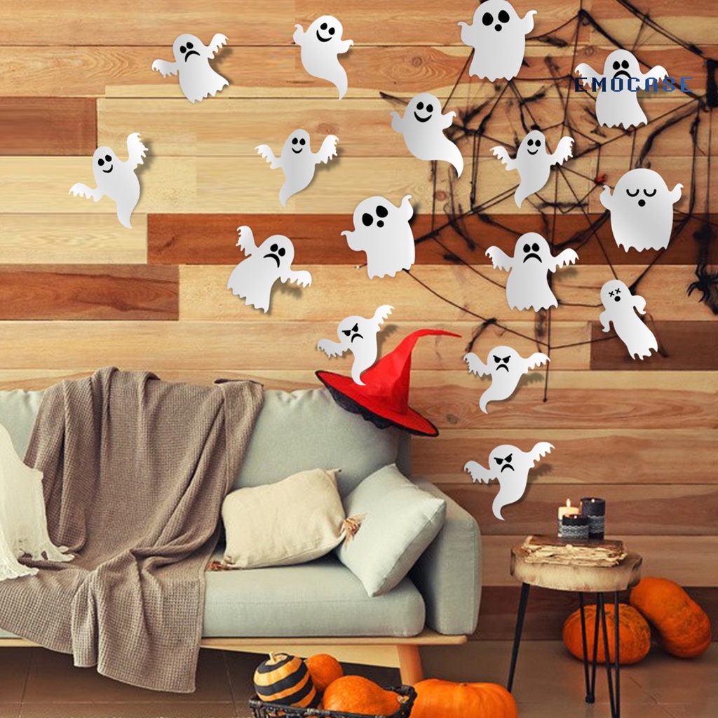 Bộ 21 Miếng Dán Tường Trang Trí Tự Dính Hình Ma Quỷ Halloween Có Thể Tháo Gỡ