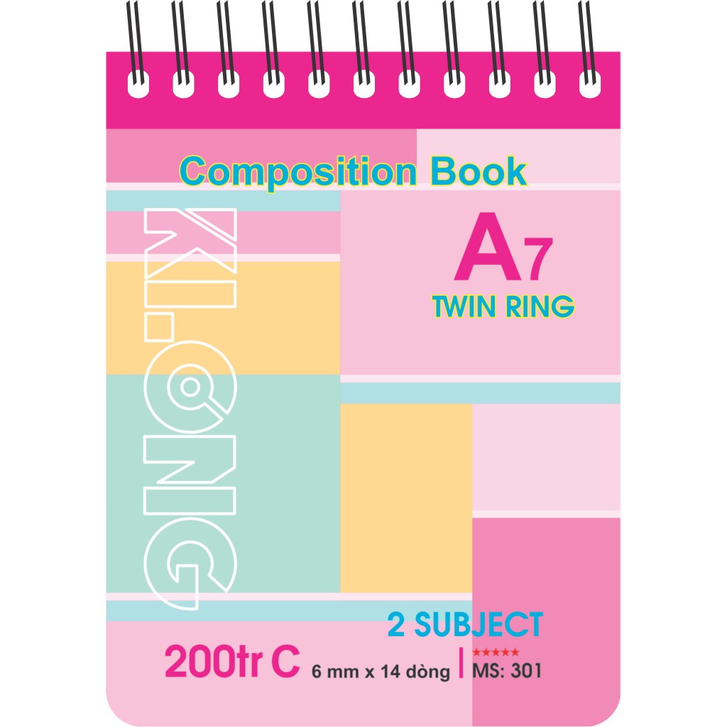 Sổ lò xo kép KLONG A7 200tr Bìa Nhựa KLONG; MS: 301