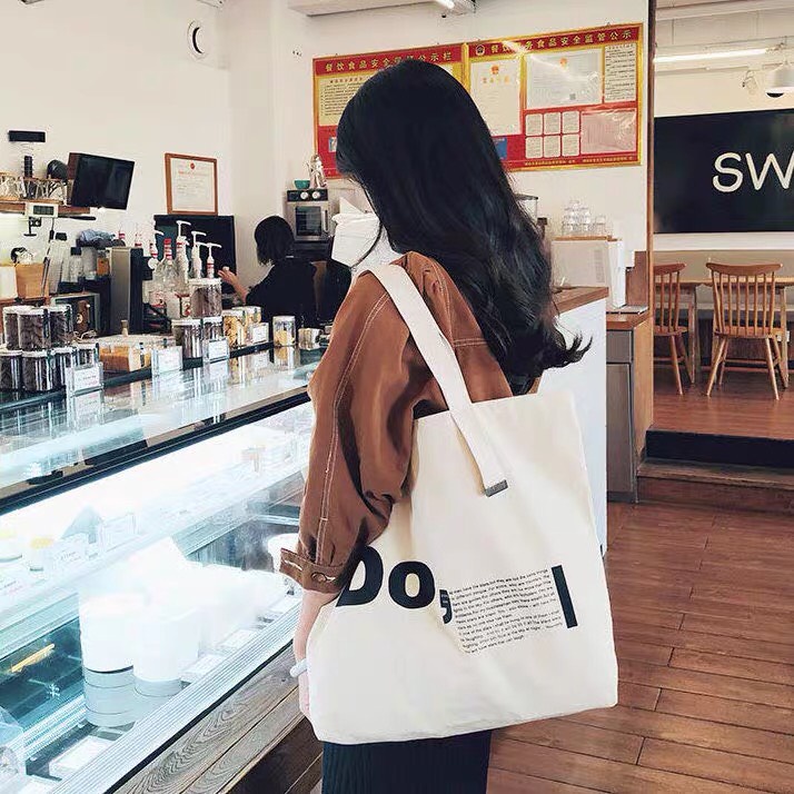 Túi tote vải canvas cao cấp Do, khổ vuông đi học đi chơi