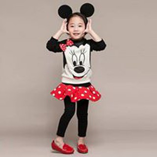Set váy Mickey cho bé gái có kèm bờm và nơ size 100