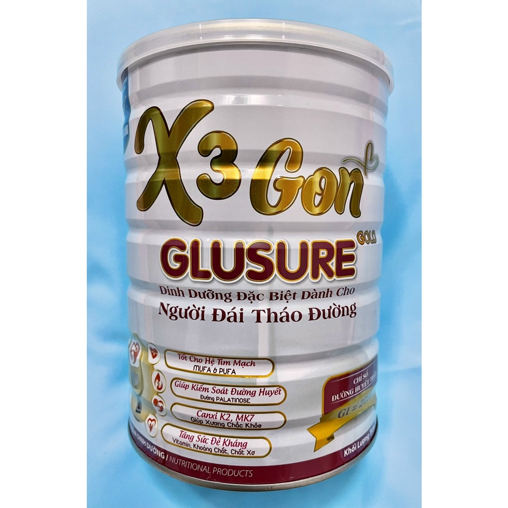 Sữa X3 GON GLUSURE GOLD hỗ trợ tiểu đường - 900 gr/hộp