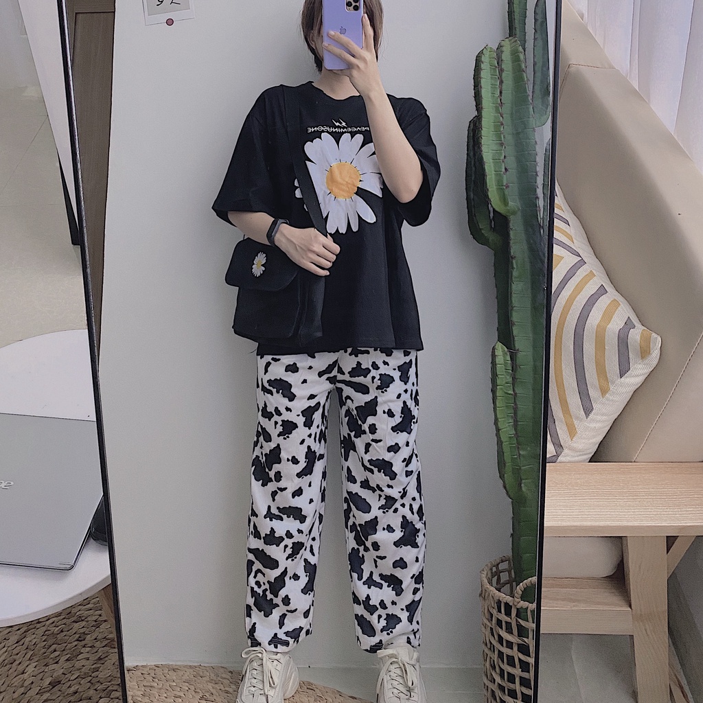 [Mã SKAMFSW175 giảm 10K đơn 50K] Quần thun suông ống rộng hoạ tiết hoạt hình cartoon dễ thương SIB001