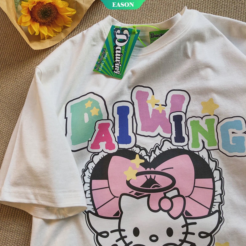 Áo Thun Tay Ngắn In Hình Mèo Hello Kitty Dễ Thương Cho Nam Và Nữ