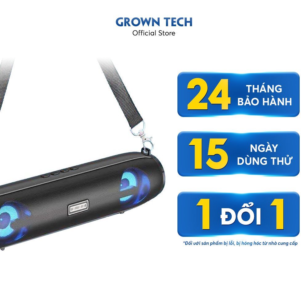 Loa nghe nhạc bluetooth bass khủng hát karaoke cao cấp GrownTech KM203 chịu nước tốt có đền led kết nối 2 thiết bị at170