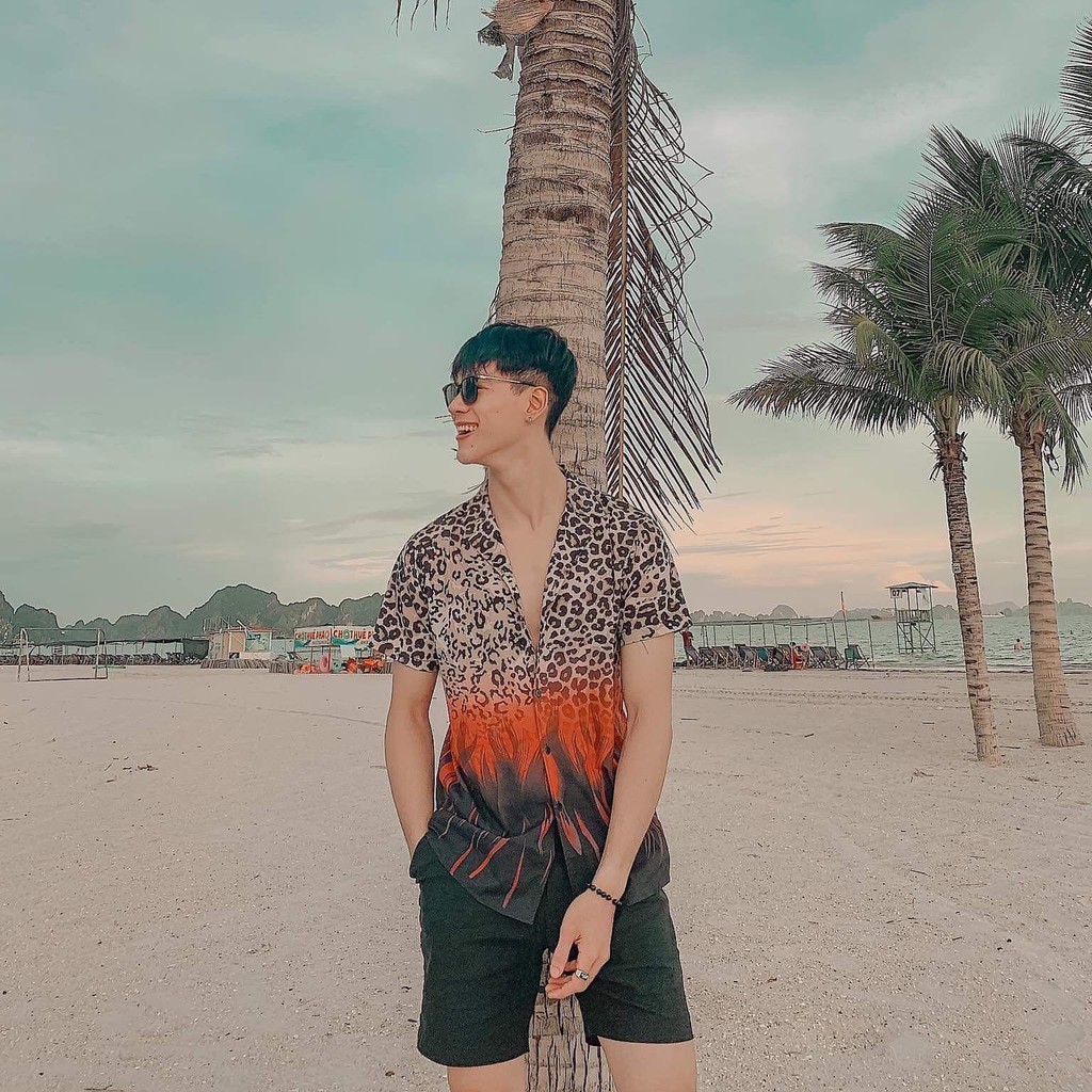 Áo sơ mi hoạ tiết nam DA BÁO DB1 chất lụa chéo cao cấp, thoáng mát, không nhăn