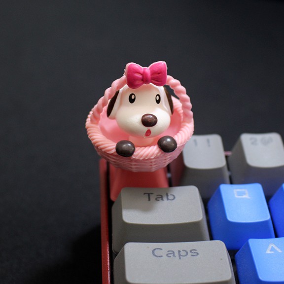 Keycap Lẻ chó con trong giỏ cực cute ( keycap resin độc lạ )( Keycap Artisan )