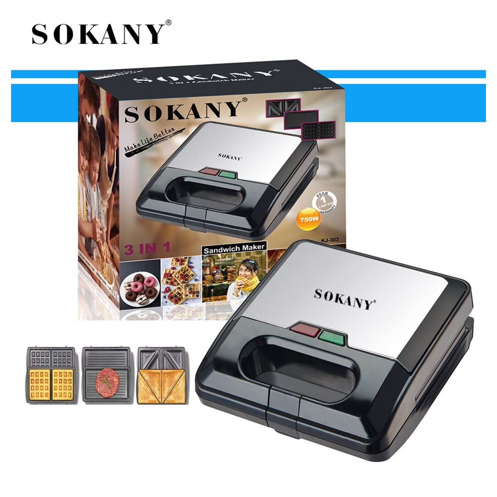 1 Máy nướng bánh sandwich, kẹp bánh mỳ, waffle Chính Hãng Sokany - 3 Khuôn