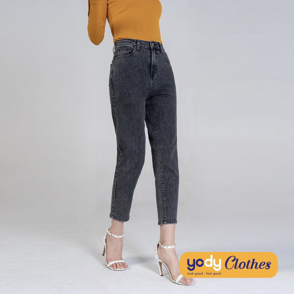 Quần jean baggy nữ YODY lưng cao tôn dáng màu đen khói QJN3126 | BigBuy360 - bigbuy360.vn