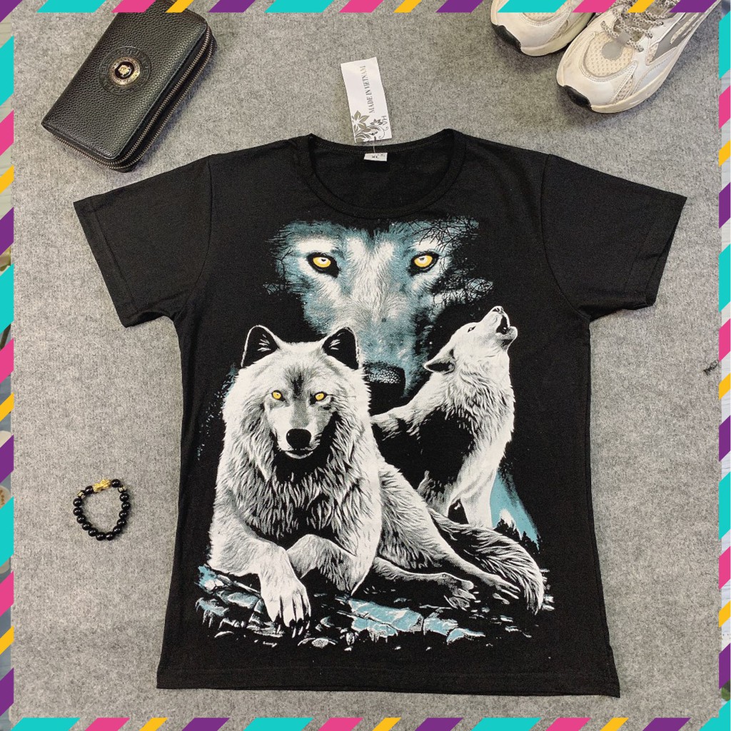 (Tặng 1 vòng Phong Thủy Tỳ Hưu) Áo Phông Nam In Hình 3D Sói Trắng Chất Thun Mát Mẻ - AP03 -Shop Hằng Mai