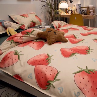 Set Chăn Ga Dâu Tây Khổng Lồ Cotton Poly Hàng Xuất Nhật (Shinbedding_store)