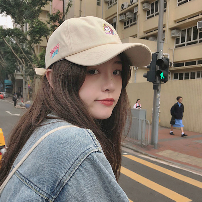 [New/Ready]Mũ Bóng Chày Thêu Hoạt Hình Dễ Thương Thời Trang Ngoài Trời Unisex Giản Dị Mũ Cao điểm Mũ Thoáng Khí Chống Nắng