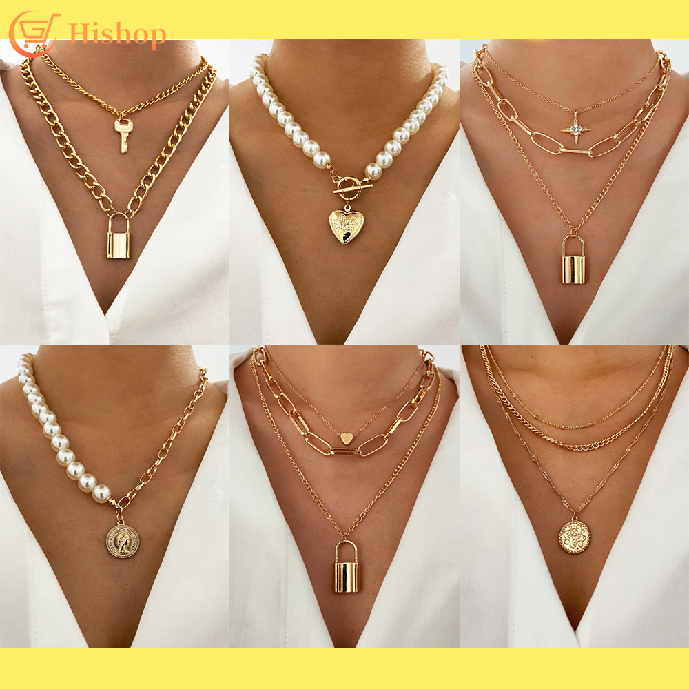 Vòng cổ hợp kim đính ngọc trai nhiều phong cách tùy chọn thời trang cho nữ