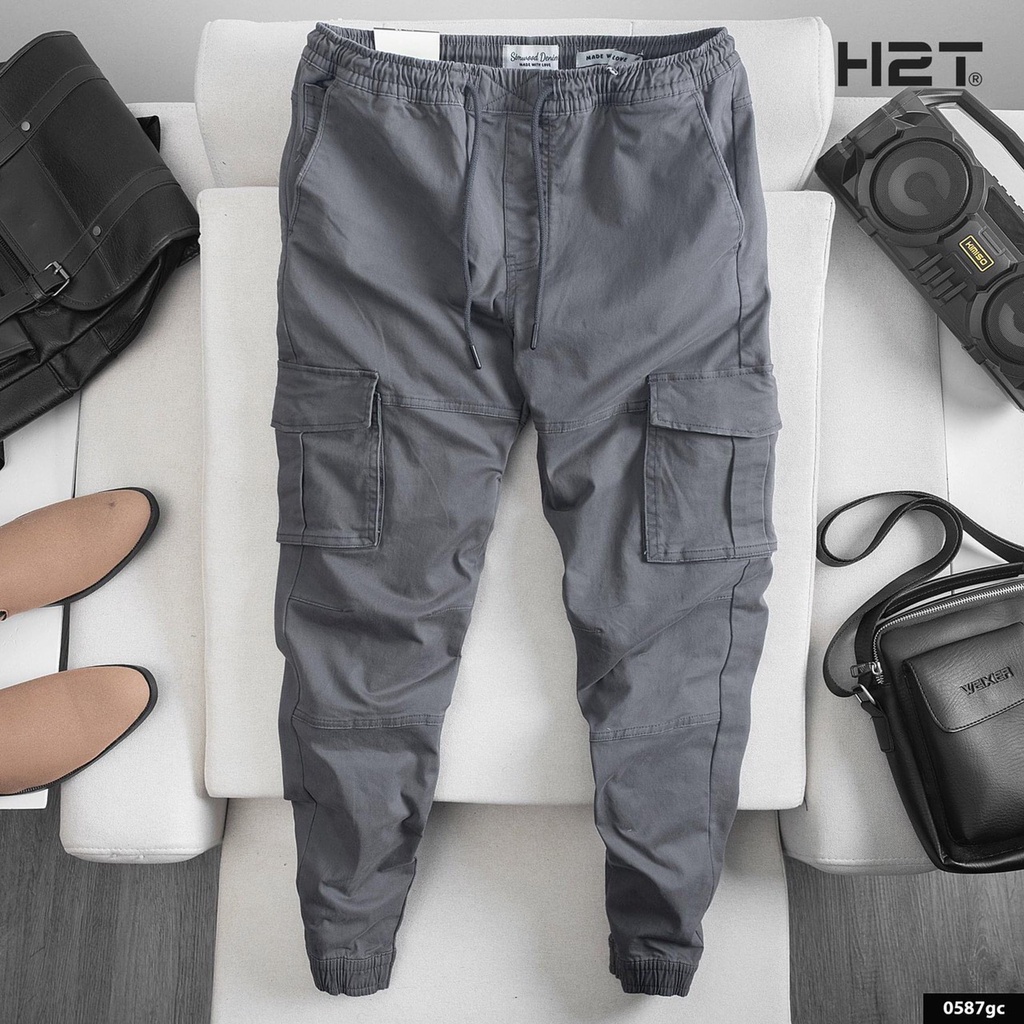 Quần Dài KaKi Nam Túi Hộp Jogger Nam Nữ Vải KaKi Gian Mềm Mịn Hải Triều HT0116