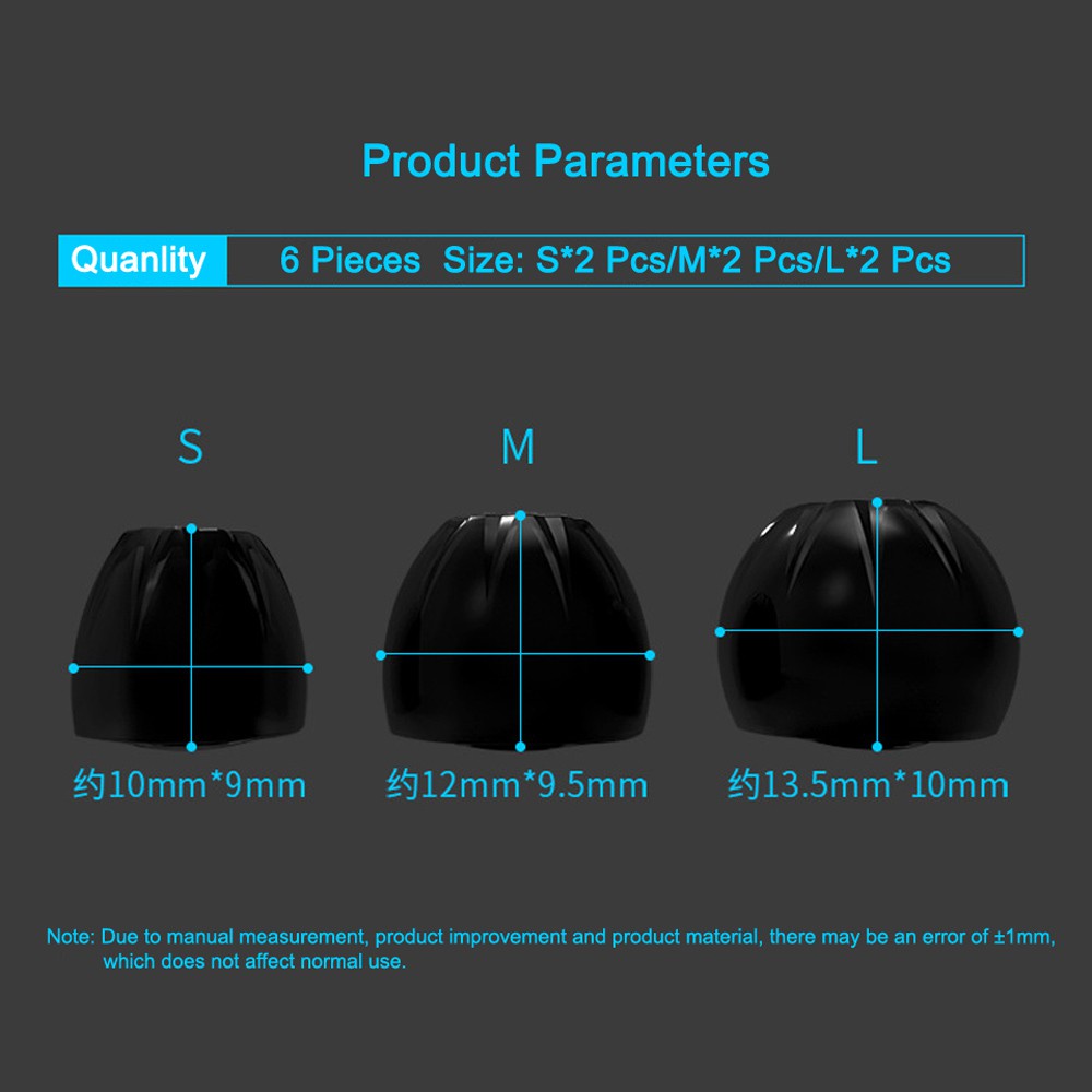 Set 3 cặp nút bọc tai nghe bằng silicon cỡ S M L cho tai nghe KZ