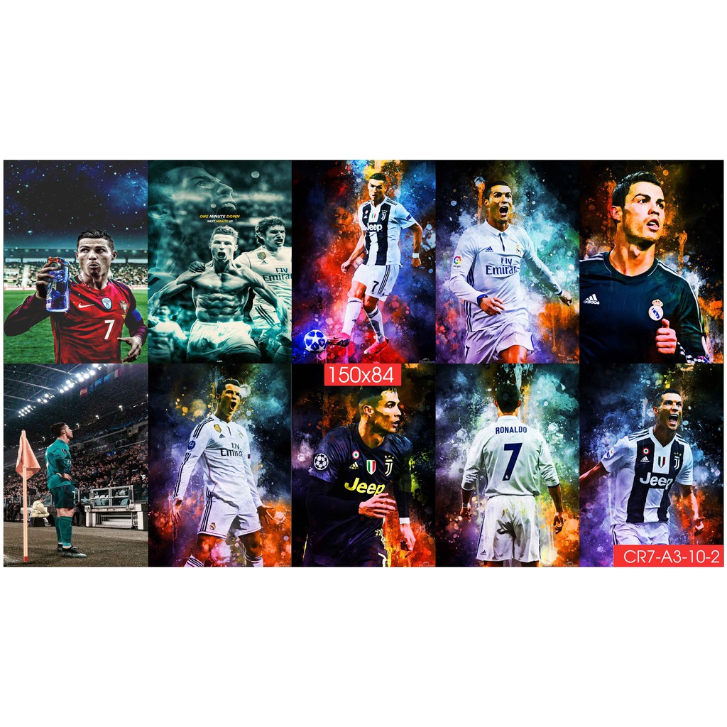 Combo Set 10 tờ Decal cầu thủ Cristiano Ronaldo CR7 phiên bản mới