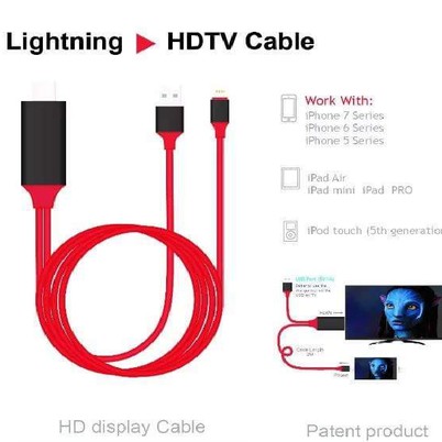 cáp dây HDMI Lightning kết nối TV cho iPhone iPad Ipod TỪ IOS 11 TRỞ XUỐNG  cao cấp chính hãng -màu đỏ