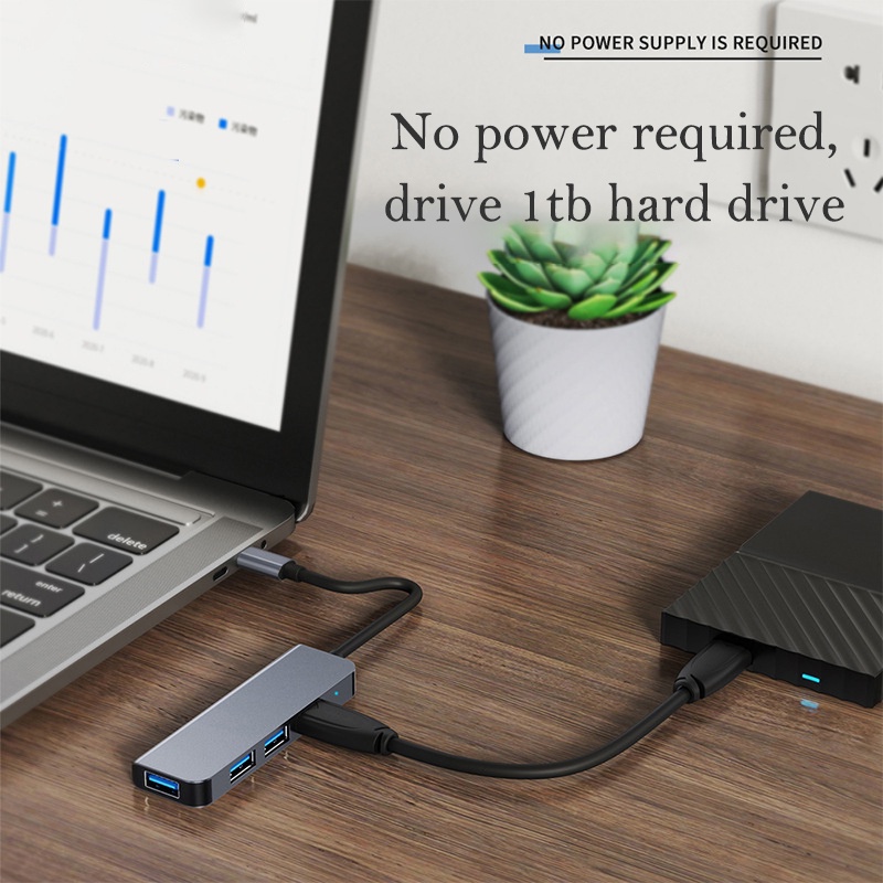 Bộ Chia Cổng USB Type C 4 Trong 1 Với Đầu Đọc Type-C Cho Macbook Pro Air 13 inch M2 M1 Pro 15 16