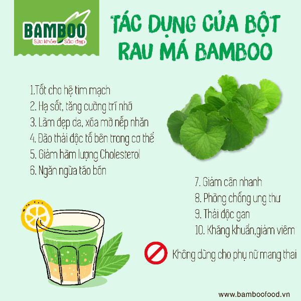 Bột rau má BAMBOO nguyên chất, siêu mịn hỗ trợ giảm cân, làm đẹp da hộp 60g/ 20 gói