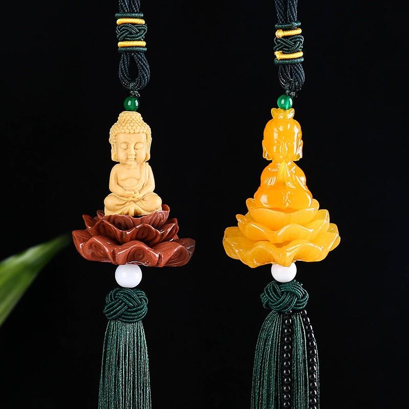 Dây treo xe ô tô tượng phật quan âm ngồi đài sen, khánh treo xe ô tô trang trí xe hơi