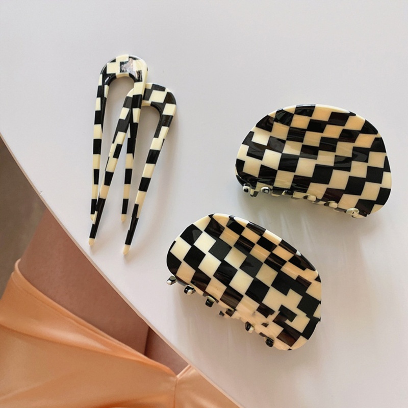 Lược Cài Tóc Đuôi Ngựa Màu Trắng Đen Phong Cách Vintage Hàn Quốc