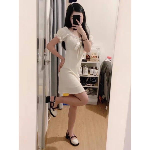 Giày ulzzang mũi tròn đính nơ MÃ 6608
