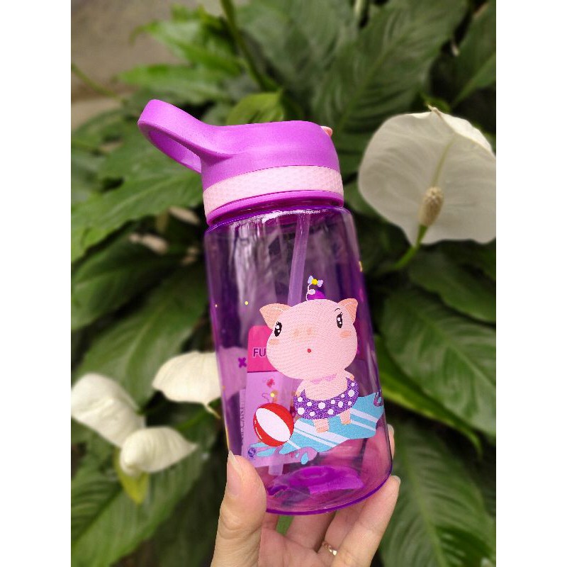 Nini_kids: Bình nước cho bé mùa hè có tay cầm, ống hút  450ml